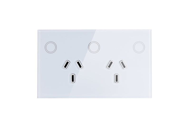 Smart WiFi Power Wall Socket GPO with 1 Gang Light Switch - Frost White